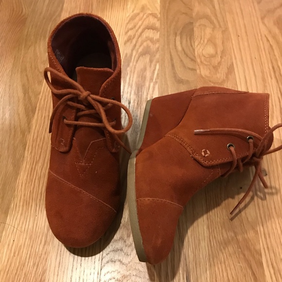 Toms Shoes - Toms Suede Wedge Booties - Size 6